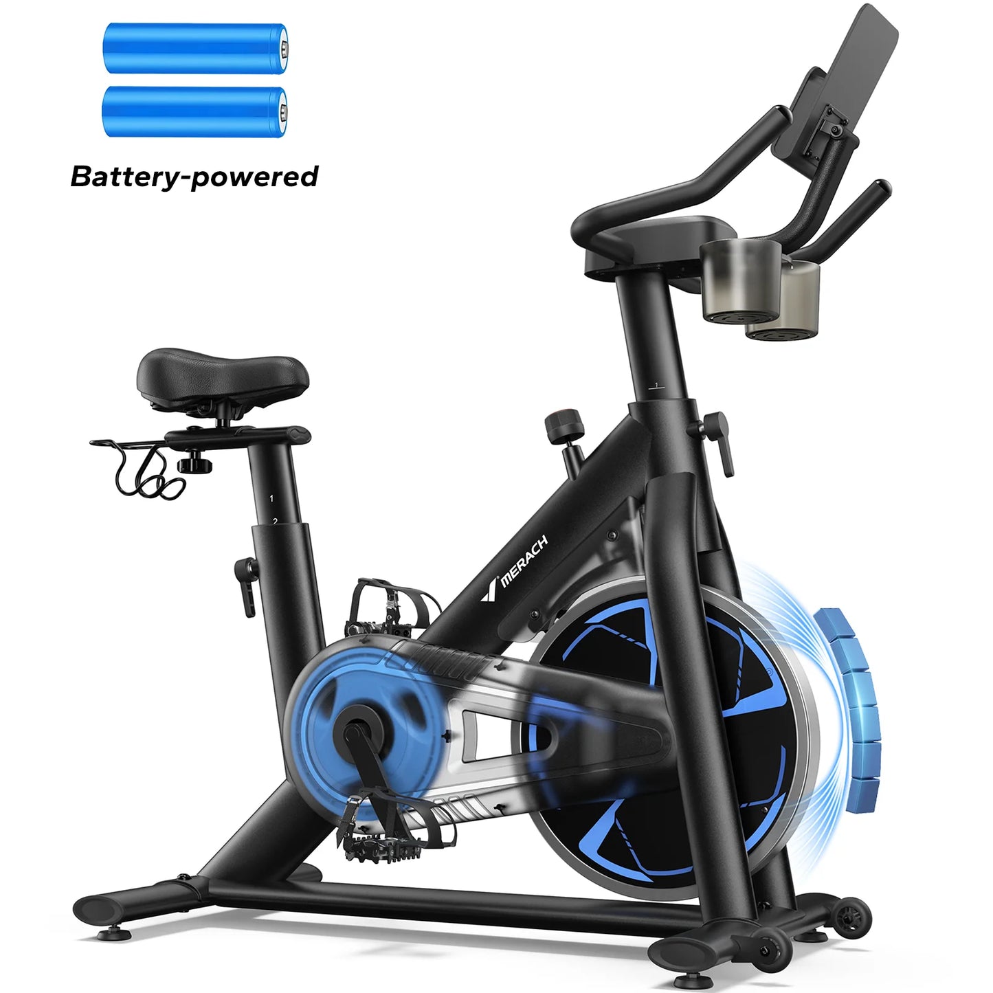 Magnetic Exercise Bike No Plug Needed Low Noise Stationary with Comfortable Seat Cushion Spinning Bike 330 lb Weight Capacity Exclusive App Tablet Mount and Fitness Courses for Home Indoor for Weight Loss Gym Cardio