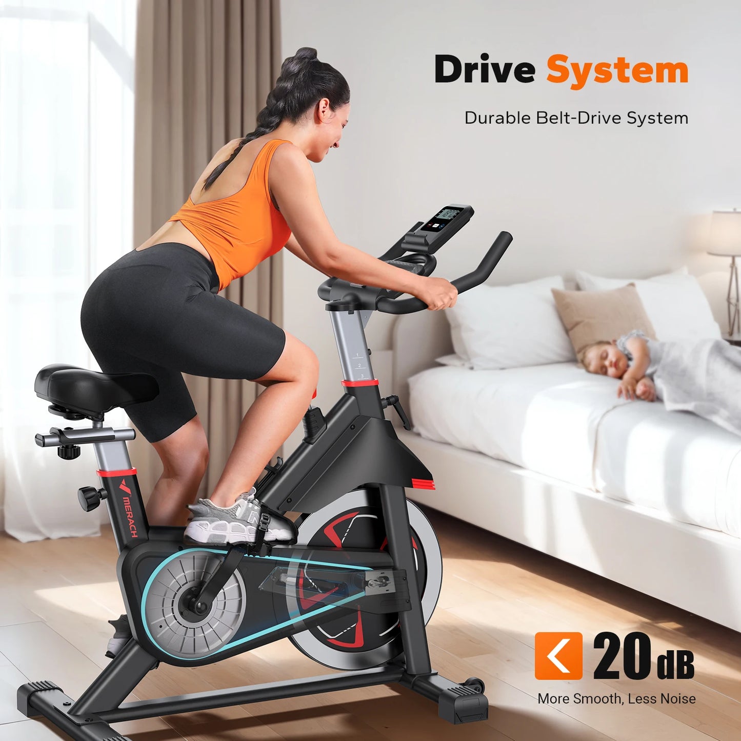 Exercise Bike S38 Indoor Cycling Magnetic Resistance Exclusive App 300lbs Capacity Comfortable Seat for Home&Weight Loss