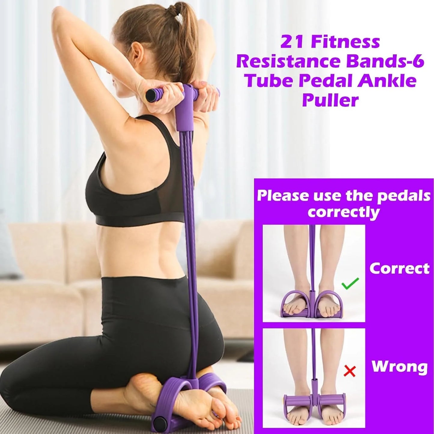 1pcs Multifunctional Yoga Pedal Resistance Band, Home Workout Equipment, Abdominal Exercise Auxiliary Equipment, Pilates Tension Rope, Suitable for Home Exercise Yoga Trainingļ¼Home Gym Equipment for Full Body Strength for A