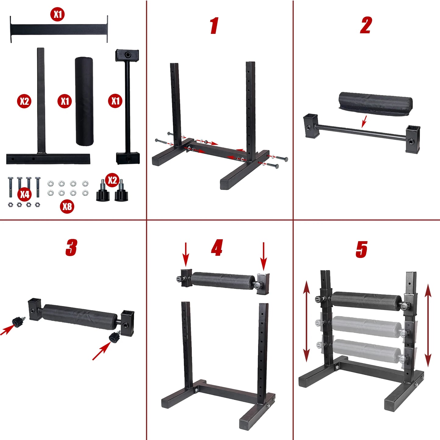 Single Leg Squat Roller, Adjustable height Leg Squat Stand, Bulgarian Split Squat Stand for Home Gym Leg Strength Training
