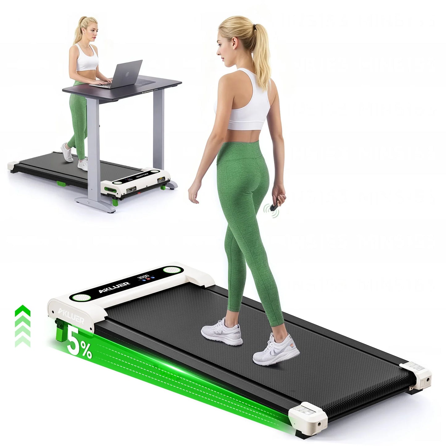 AKLUER Under Desk Treadmill for Home, 2.5HP Portable Treadmills with Remote Control, 4 in 1 Incline Treadmill with LED Display