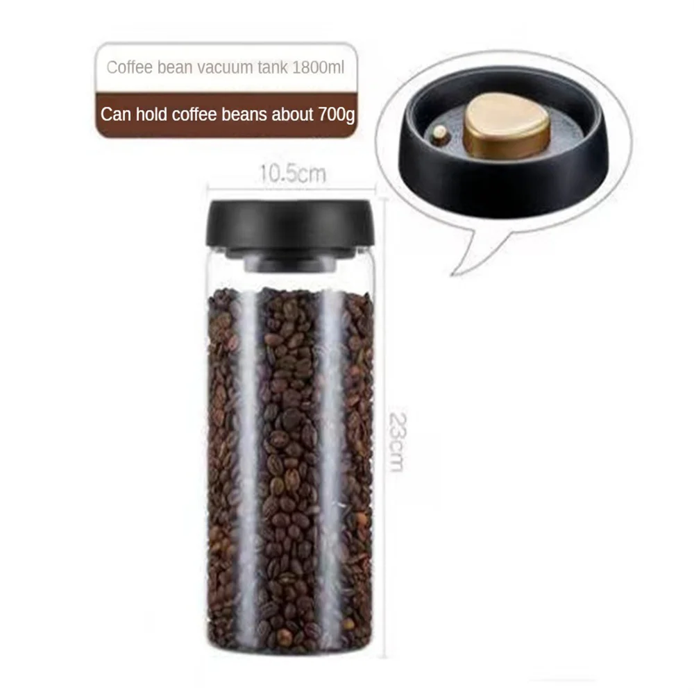 1pc Coffee Beans Vacuum Sealed Tank Household Glass Food Storage Tank For Moisture-proof Air Extraction