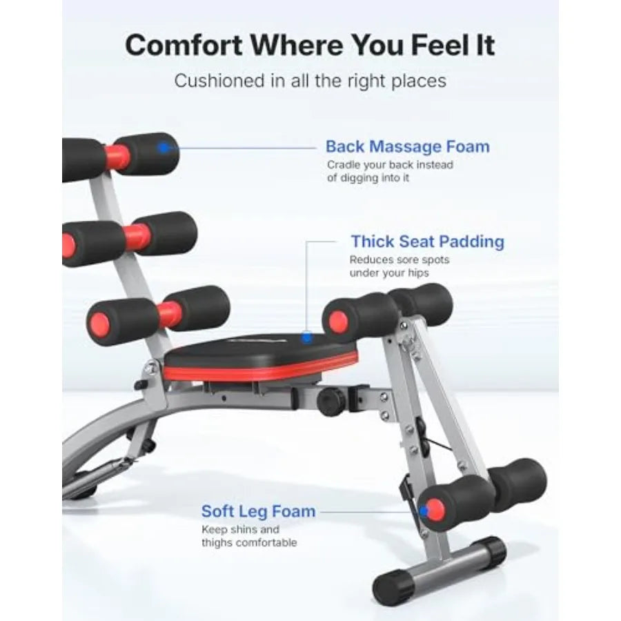 Home gym ab machine: steel frame black multi-functional adjustable sit-up bench for abdominal and full-body workouts