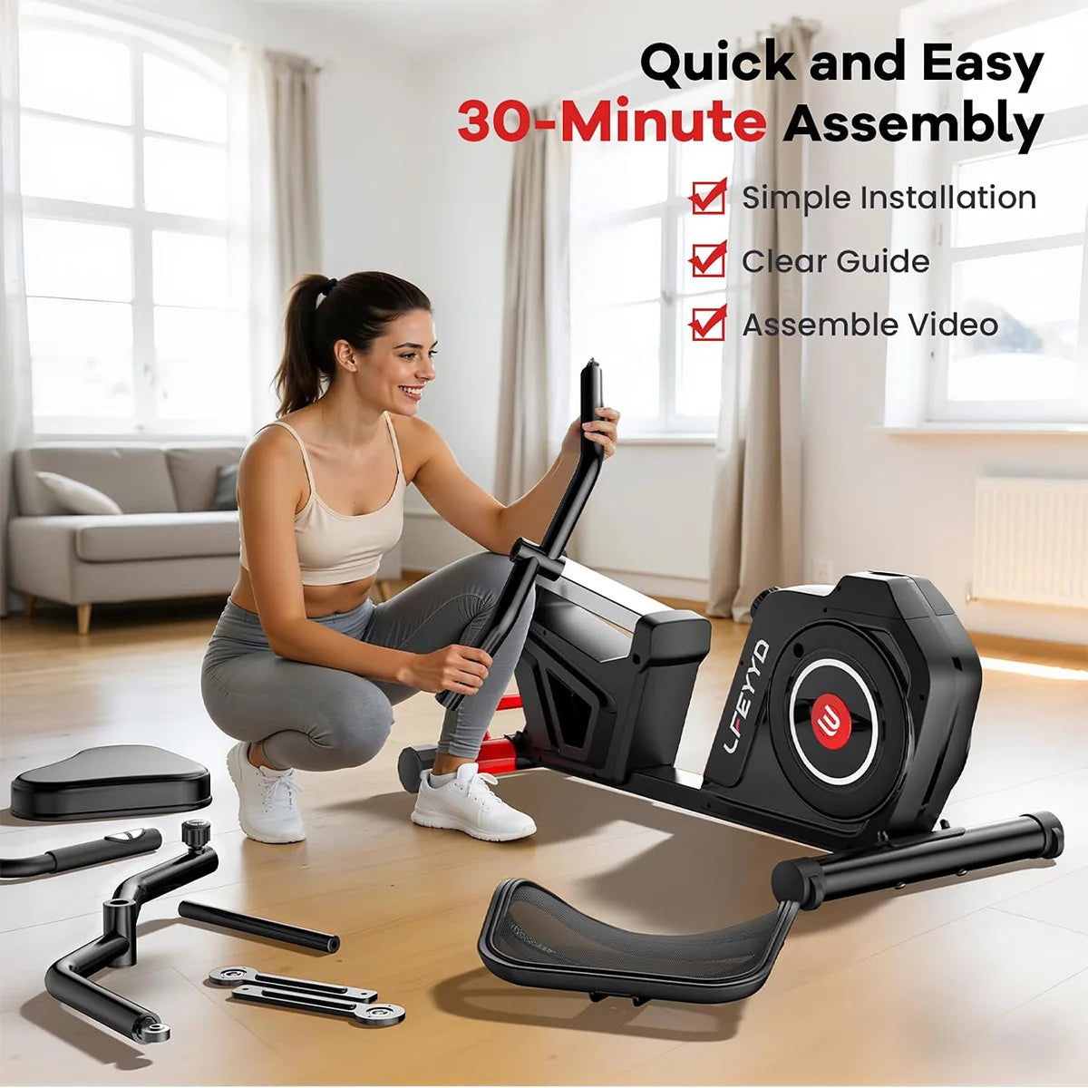 Pooboo Recumbent Exercise Bike for Home, Stationary Bike with Arm Exerciser 16-Level Magnetic Resistance, 450LBS Capacity, Low-Impact Cardio & Physical Therapy