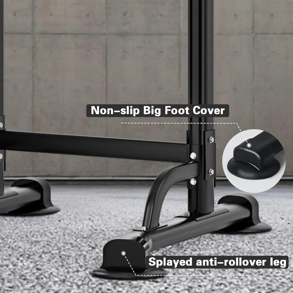 Free Standing Pull Up Bar & Dip Station, Height Adjustable Home Gym Strength Training Equipment