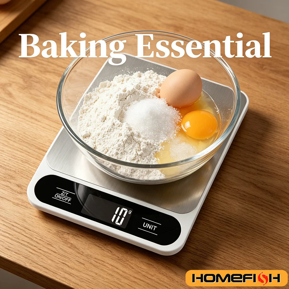 Electronic Kitchen Baking Scale Digital Food Weight ScaleStainless Steel 5kg/10kg Capacity 1g Precision, Measures in Grams