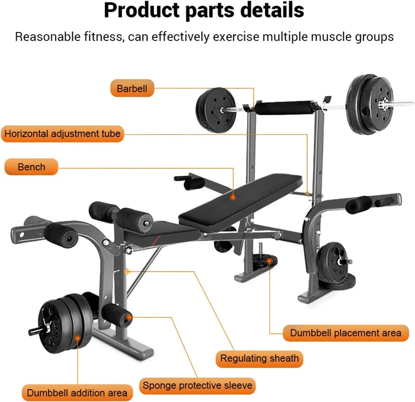 4-in-1 Weight Bench with Barbell Rack Curl Bench Leg Developer Machine 2025 Upgraded Bench Press Set Adjustable Workout Weight B