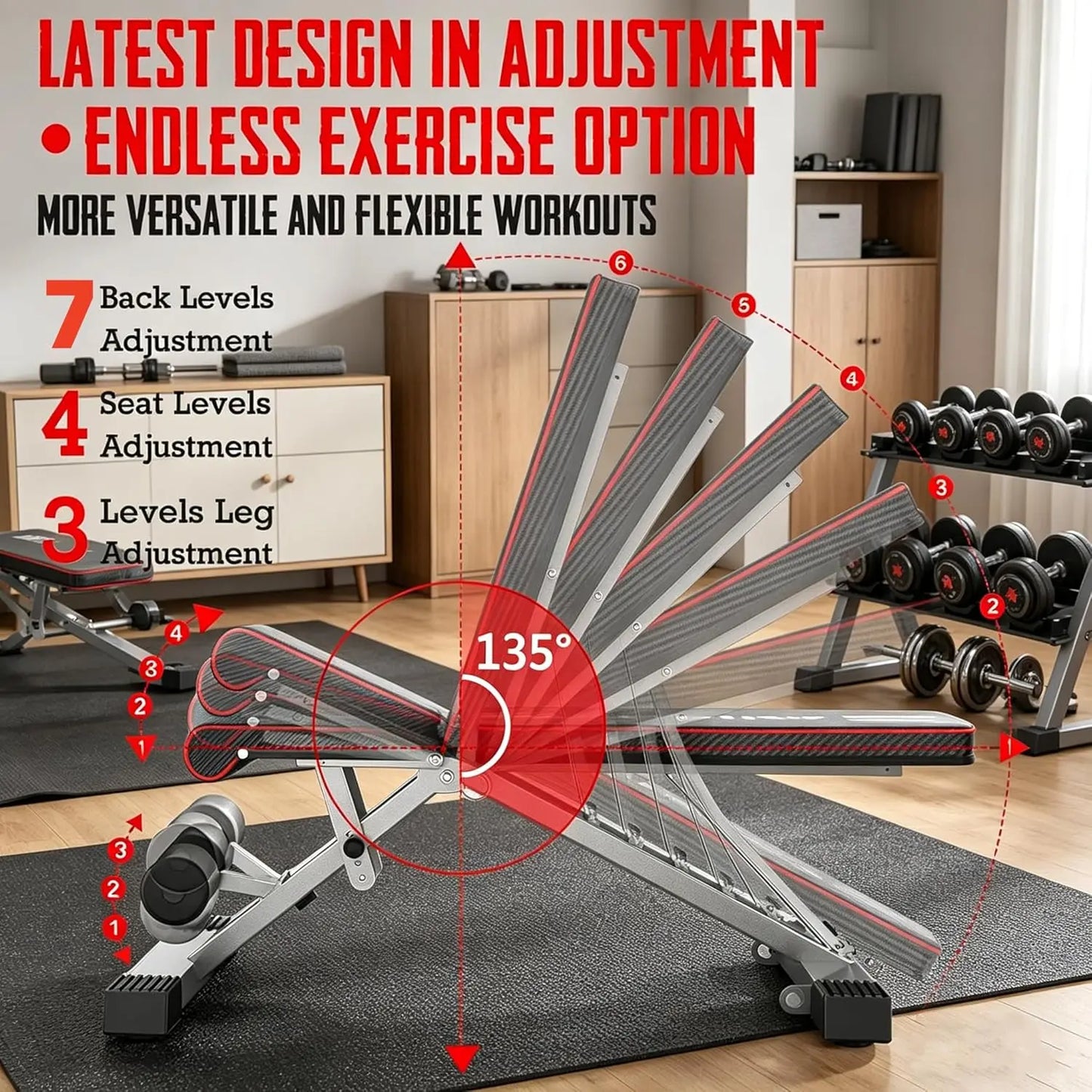 6-in-1 Adjustable Weight Bench Set for Home Gym - Leg Press, Preacher Curl, Squat Rack
