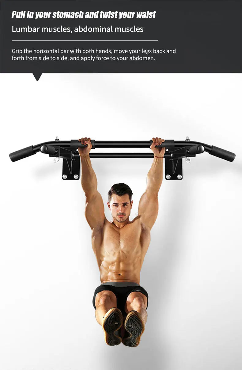 Wall-Mounted Pull-Up Bar-Drill Installation, Home Gym Equipment for Indoor Fitness, Chin-Up Bar for Strength Training (Black、)