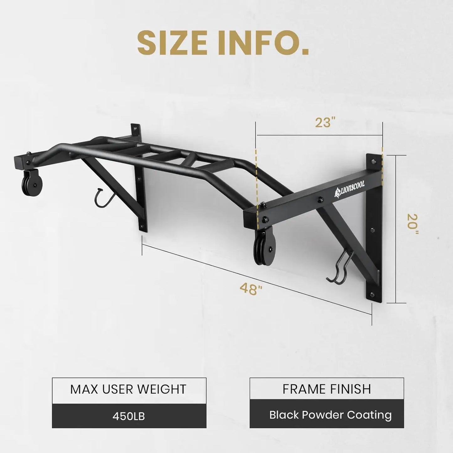 Multifunctional Wall Mounted Pull Up Bar with Pulley System, 48" Multi-Grip Chin Up Bar, Cable Attachments Included for Upper Body Workouts