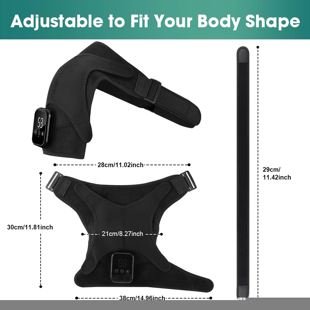 Cordless Heated Shoulder Massager, Electric Shoulder Heating Pad with 3 Vibration Modes, LED Display Hot Compress Joint Brace