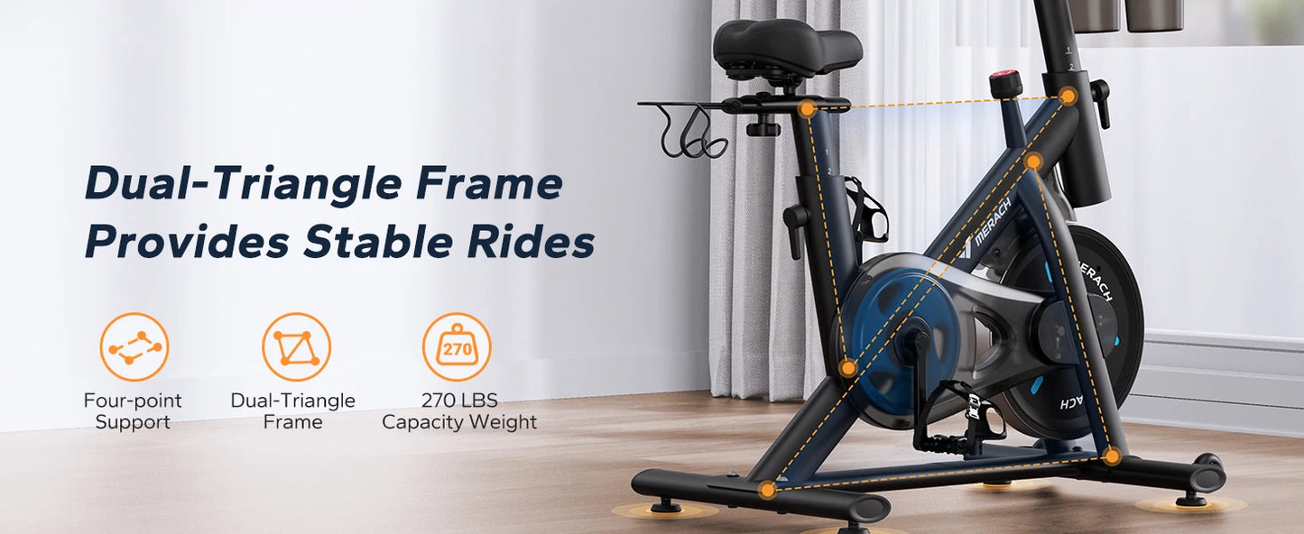 Exercise Bike Brake Pad/Magnetic Stationary Bike with Exclusive App Low Noise Indoor Cycling Bike with Fitness Courses