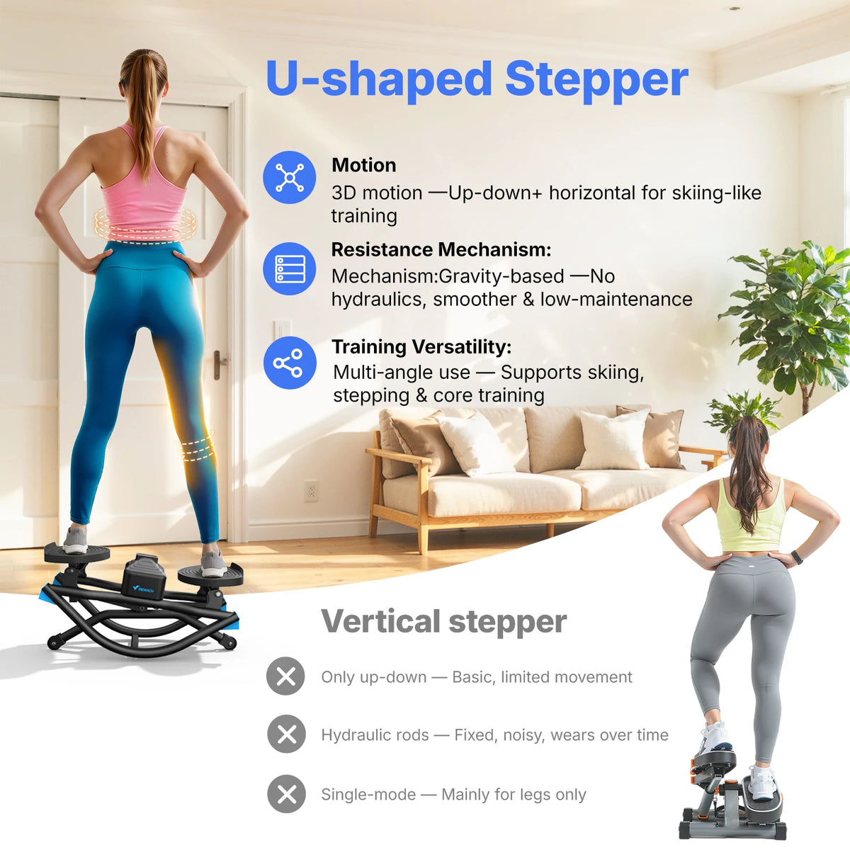 MERACH Rocking stepper 300 lbs Weight Capacity Ab Twist Board Workout Exercise Equipment for Slim Waist and Core Ab Exercise Silent Noiseless Rock Stepper Machine for Home Apartment Dorm Office Gym