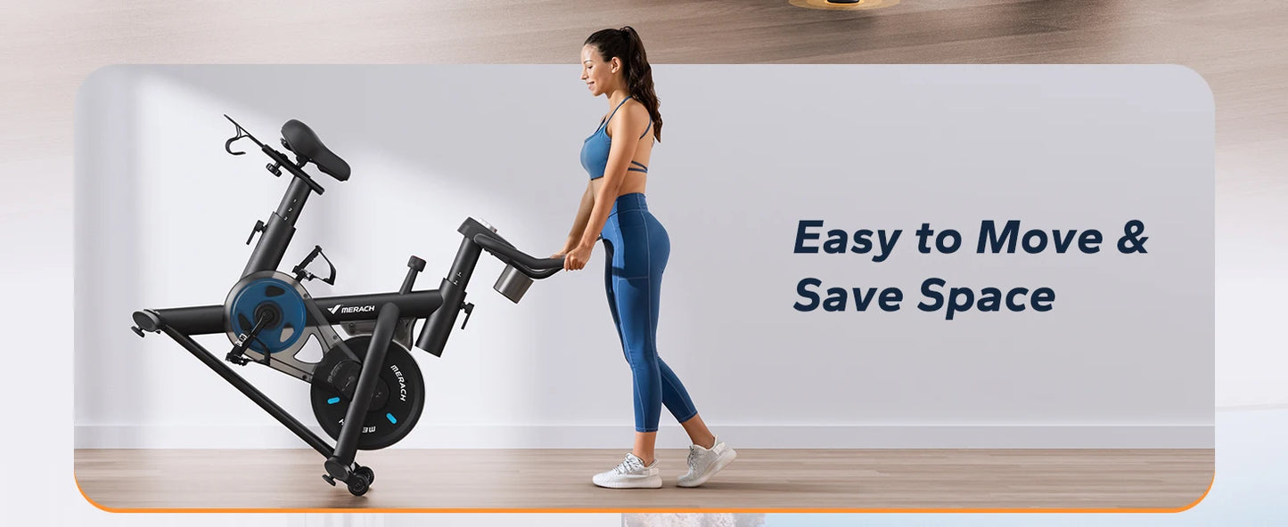 Exercise Bike Brake Pad/Magnetic Stationary Bike with Exclusive App Low Noise Indoor Cycling Bike with Fitness Courses