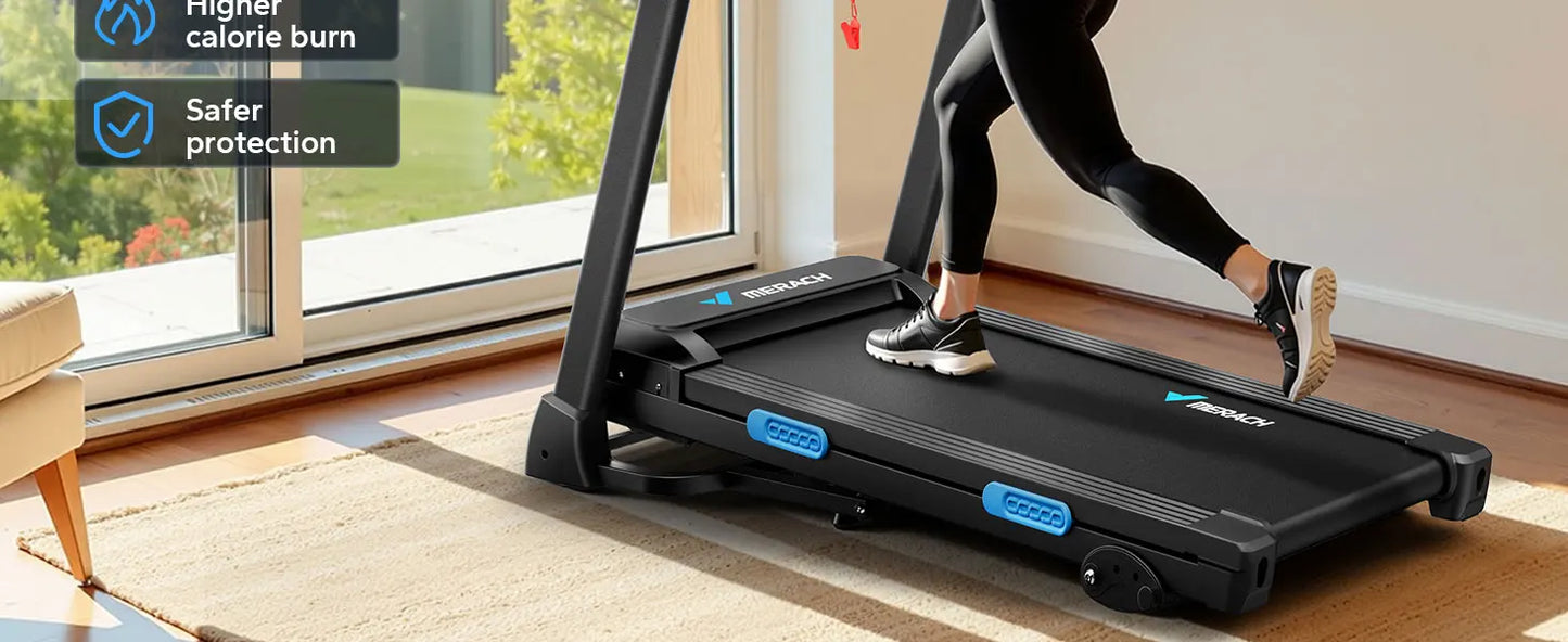 Foldable Treadmill T12 Incline Quiet Treadmills Double Deck Technology 4 Silicone Shock Cushion Heart Rate Monitoring