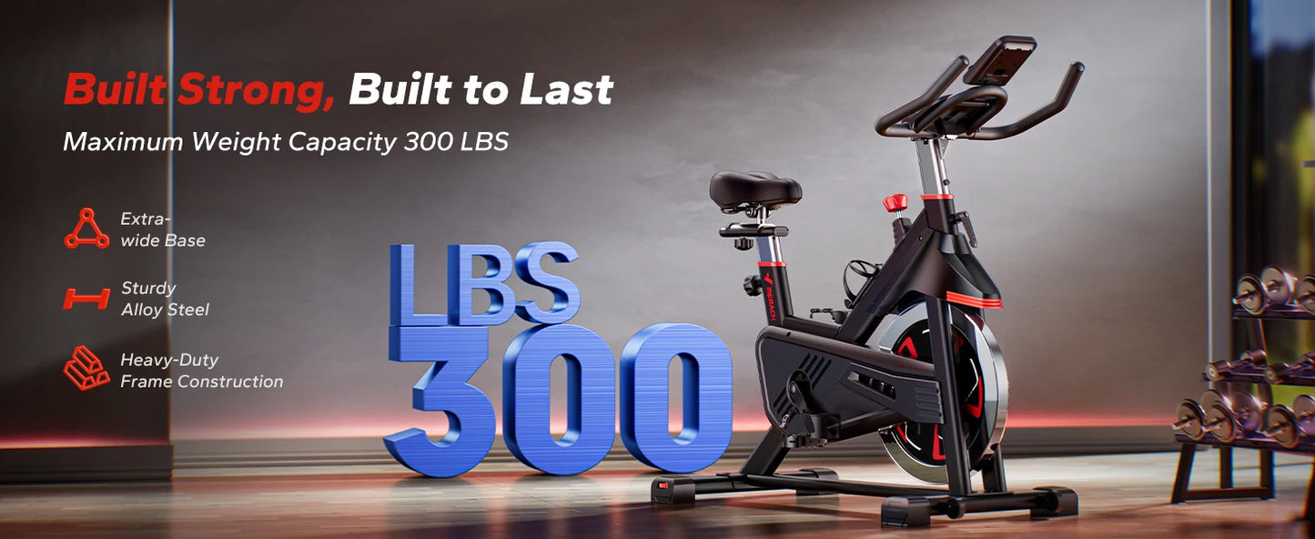 Exercise Bike S38 Indoor Cycling Magnetic Resistance Exclusive App 300lbs Capacity Comfortable Seat for Home&Weight Loss