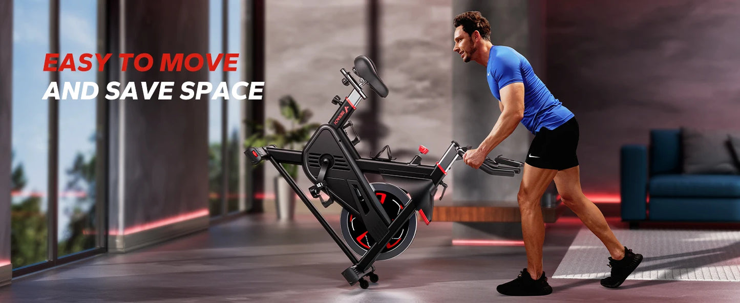 Exercise Bike S38 Indoor Cycling Magnetic Resistance Exclusive App 300lbs Capacity Comfortable Seat for Home&Weight Loss