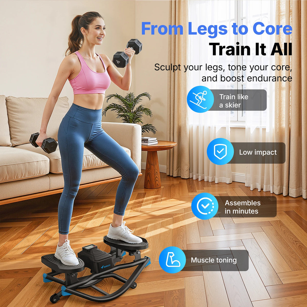 MERACH Rocking stepper 300 lbs Weight Capacity Ab Twist Board Workout Exercise Equipment for Slim Waist and Core Ab Exercise Silent Noiseless Rock Stepper Machine for Home Apartment Dorm Office Gym