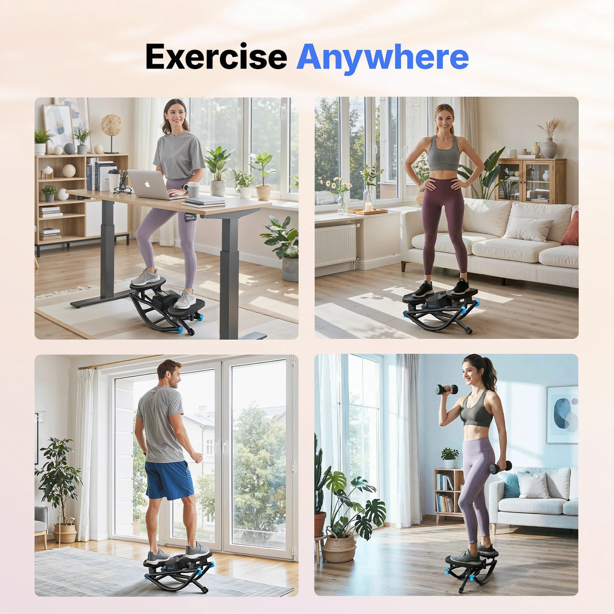 MERACH Rocking stepper 300 lbs Weight Capacity Ab Twist Board Workout Exercise Equipment for Slim Waist and Core Ab Exercise Silent Noiseless Rock Stepper Machine for Home Apartment Dorm Office Gym