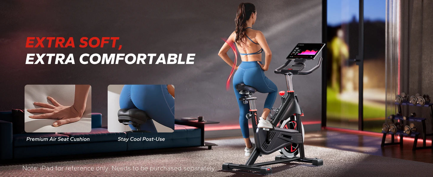 Exercise Bike S38 Indoor Cycling Magnetic Resistance Exclusive App 300lbs Capacity Comfortable Seat for Home&Weight Loss