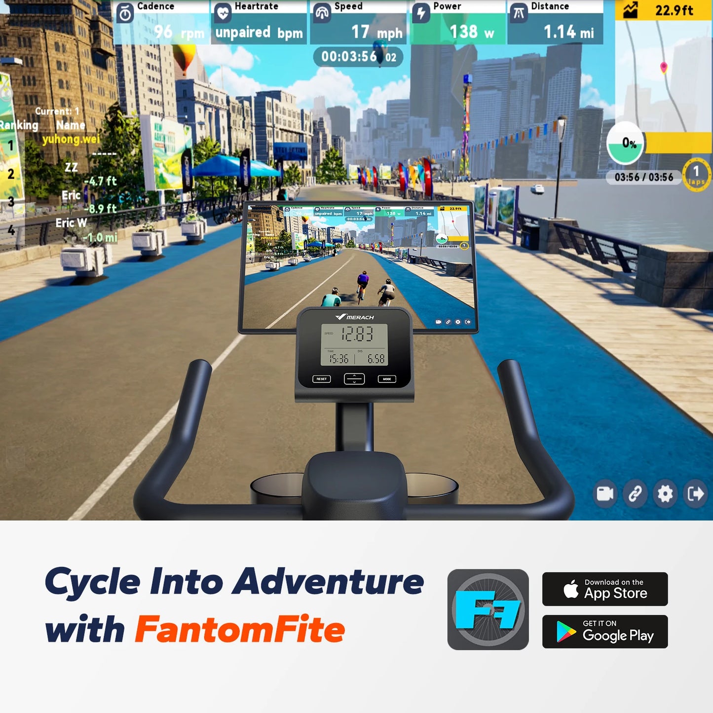 Magnetic Exercise Bike No Plug Needed Low Noise Stationary with Comfortable Seat Cushion Spinning Bike 330 lb Weight Capacity Exclusive App Tablet Mount and Fitness Courses for Home Indoor for Weight Loss Gym Cardio