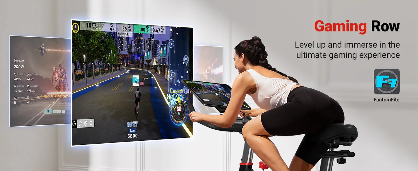 Exercise Bike S38 Indoor Cycling Magnetic Resistance Exclusive App 300lbs Capacity Comfortable Seat for Home&Weight Loss