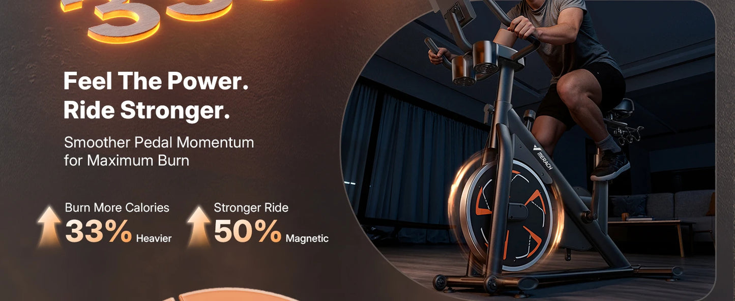 Magnetic Exercise Bike No Plug Needed Low Noise Stationary with Comfortable Seat Cushion Spinning Bike 330 lb Weight Capacity Exclusive App Tablet Mount and Fitness Courses for Home Indoor for Weight Loss Gym Cardio