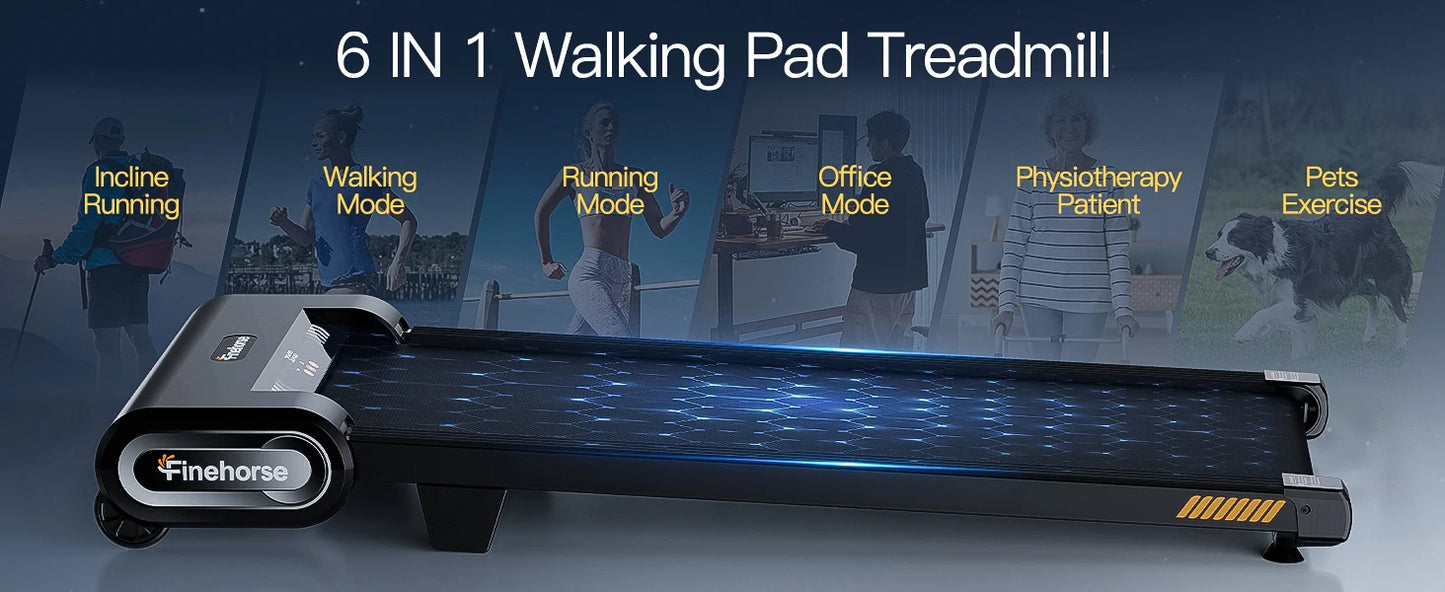 13% 6-Level Walking Pad with Auto Incline - Treadmill with Auto Incline and Remote Control, 330Lbs Capacity Portable Under Desk Treadmill for Home Office, LED Display