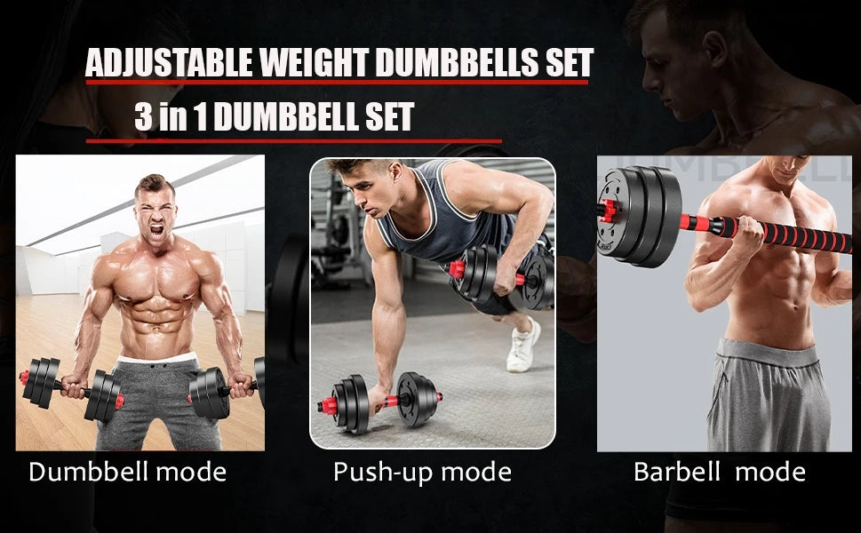 44bls Adjustable Dumbbell Set for Home Gym Fitness Weight Plates, 3-in-1 Ergonomic Modes, Heavy Duty Cast for Strength Training