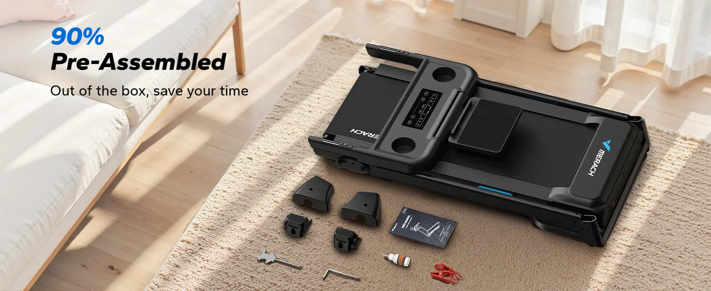 Foldable Treadmill T12 Incline Quiet Treadmills Double Deck Technology 4 Silicone Shock Cushion Heart Rate Monitoring
