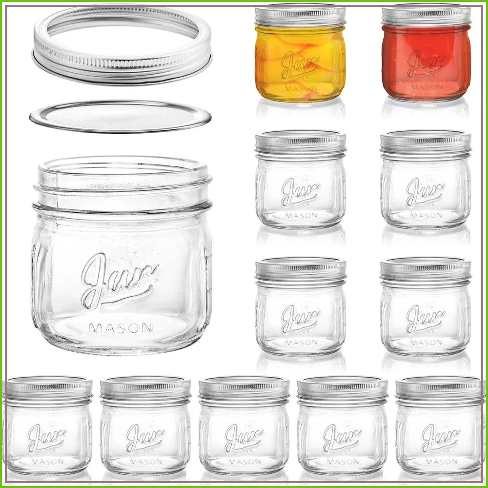 12 Pack Wide Mouth Mason Jars, 12 Oz Glass Canning Jars with Airtight Lids