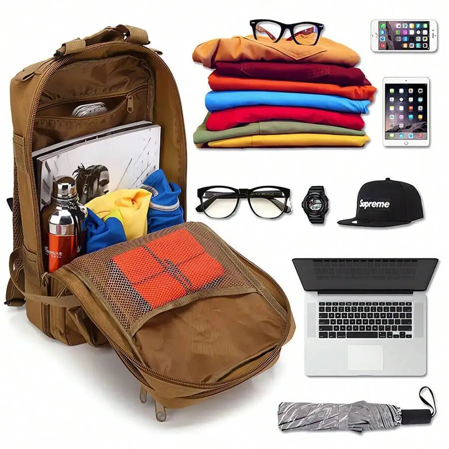 Large Tactical Backpack With Molle System For Outdoor Travel Hiking Camping