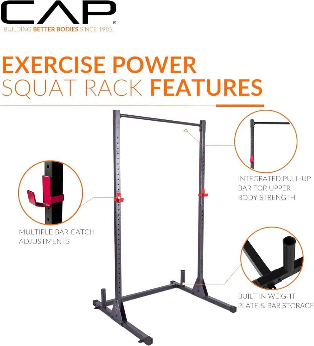 Heavy Duty Power Rack for Home Gym, 500 lbs Capacity, Squat Rack with Pull Up Bar and J-Hooks