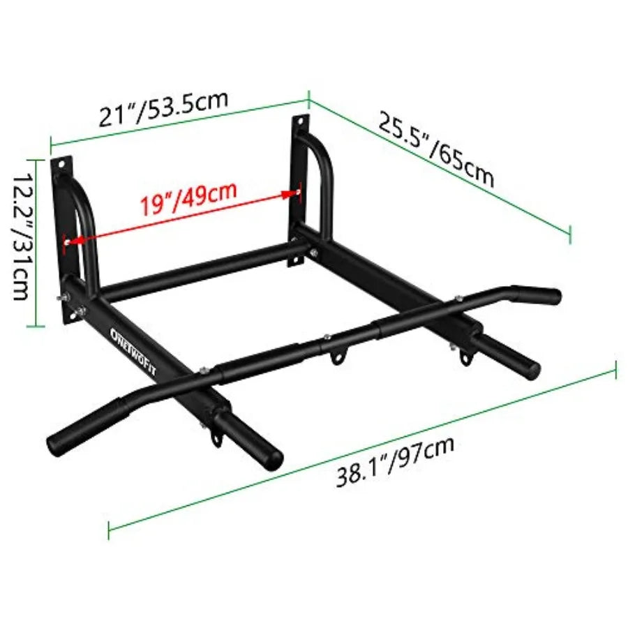 Wall Mounted Pull Up Bar with More Stable 6-hole design for Indoor and Outdoor Use, Maximum weight 440 Lbs