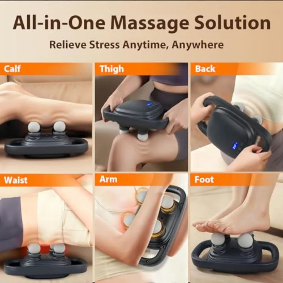 4 Head Massage GunUpdate 25W Powerful Motor for Deep Tissue Percussion Massager with 99 Intensity Levels for Neck Back Shoulder
