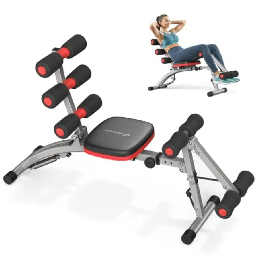 Home gym ab machine: steel frame black multi-functional adjustable sit-up bench for abdominal and full-body workouts