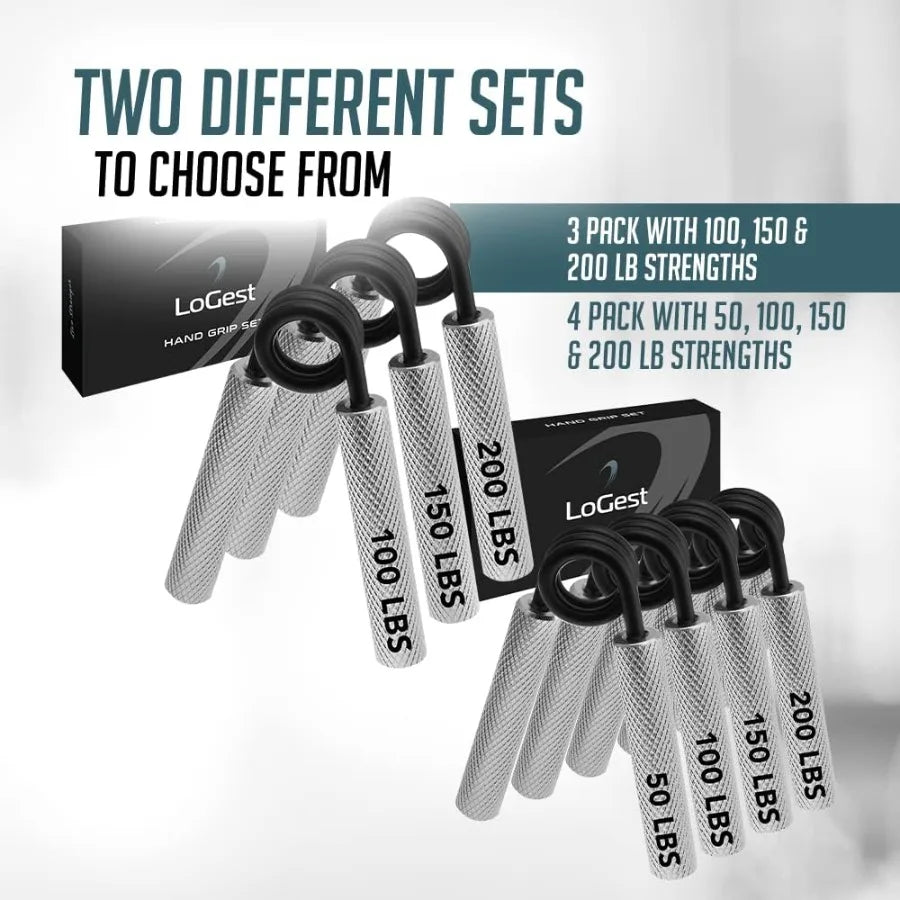 Metal Hand Grip Set 100LB-200LB 3 Pack No Slip HeavyDuty Grip Strengthener with Gift Box Great Wrist and
