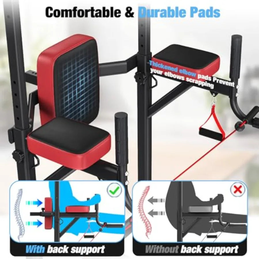 Free Standing Pull Up Bar for Home Gym: Steel Black Height Adjustable Heavy-Duty Multi-Function Strength Trainer