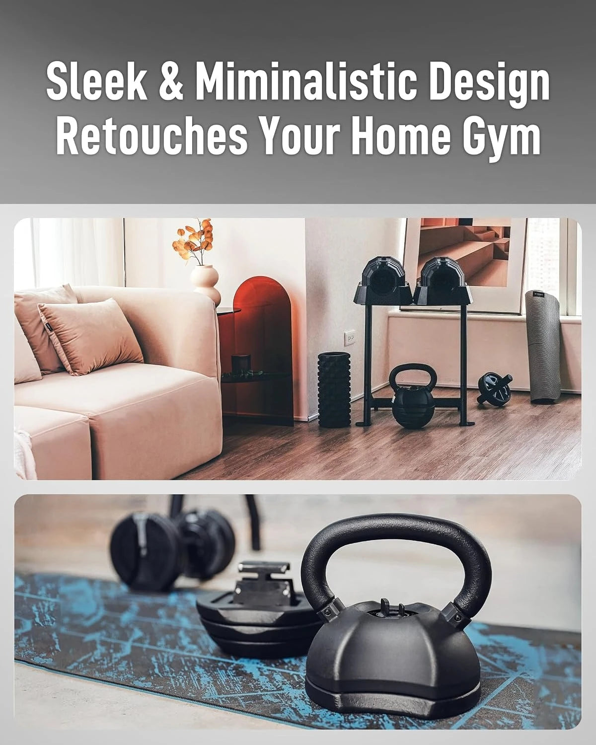 Adjustable Kettlebell 30‑50 LB 5‑in‑1 Quick‑Change Weight Set with Ergonomic Curved Handle for Home Gym Workouts, Strength Training and HIIT Workouts, Available in White and Black