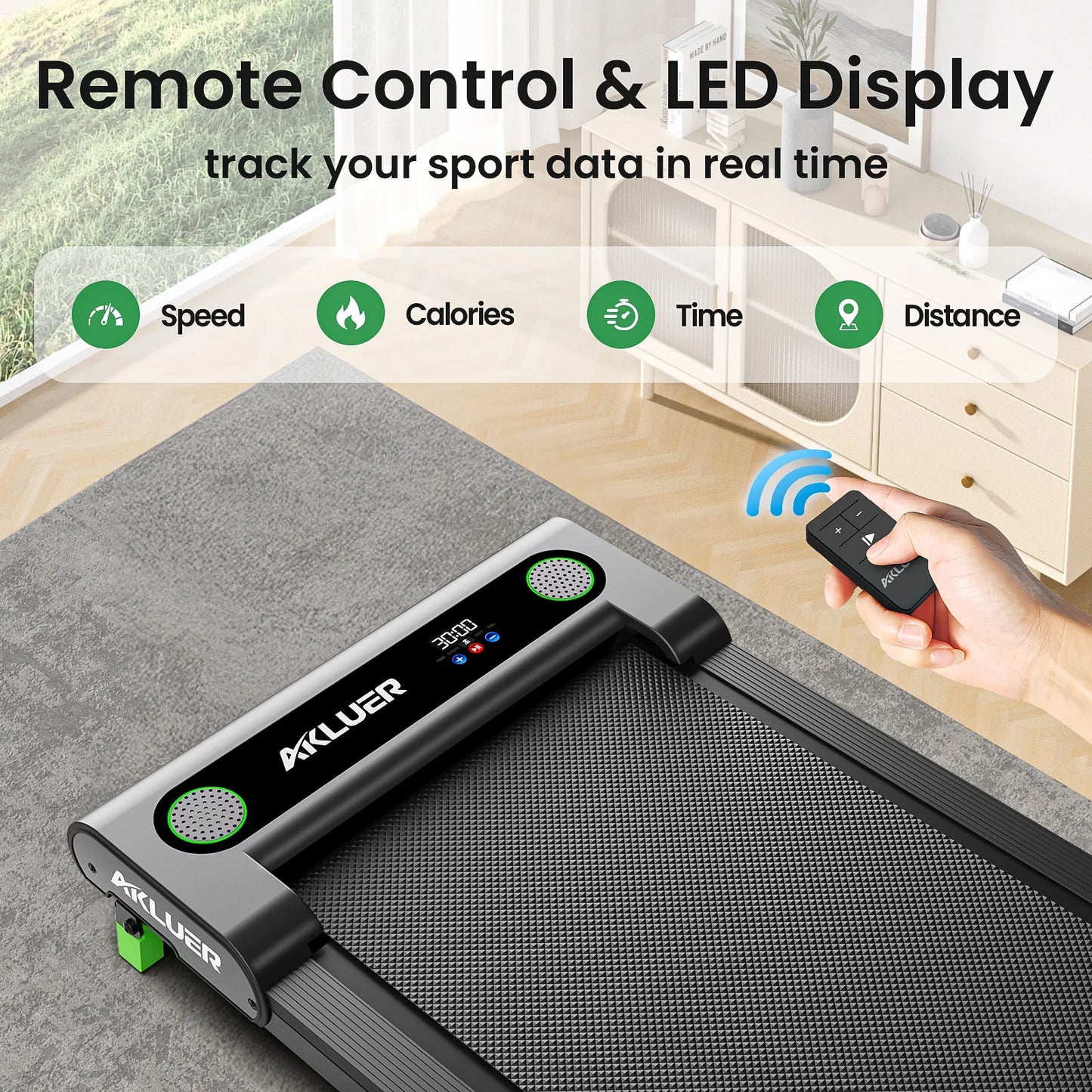 AKLUER Under Desk Treadmill for Home, 2.5HP Portable Treadmills with Remote Control, 4 in 1 Incline Treadmill with LED Display