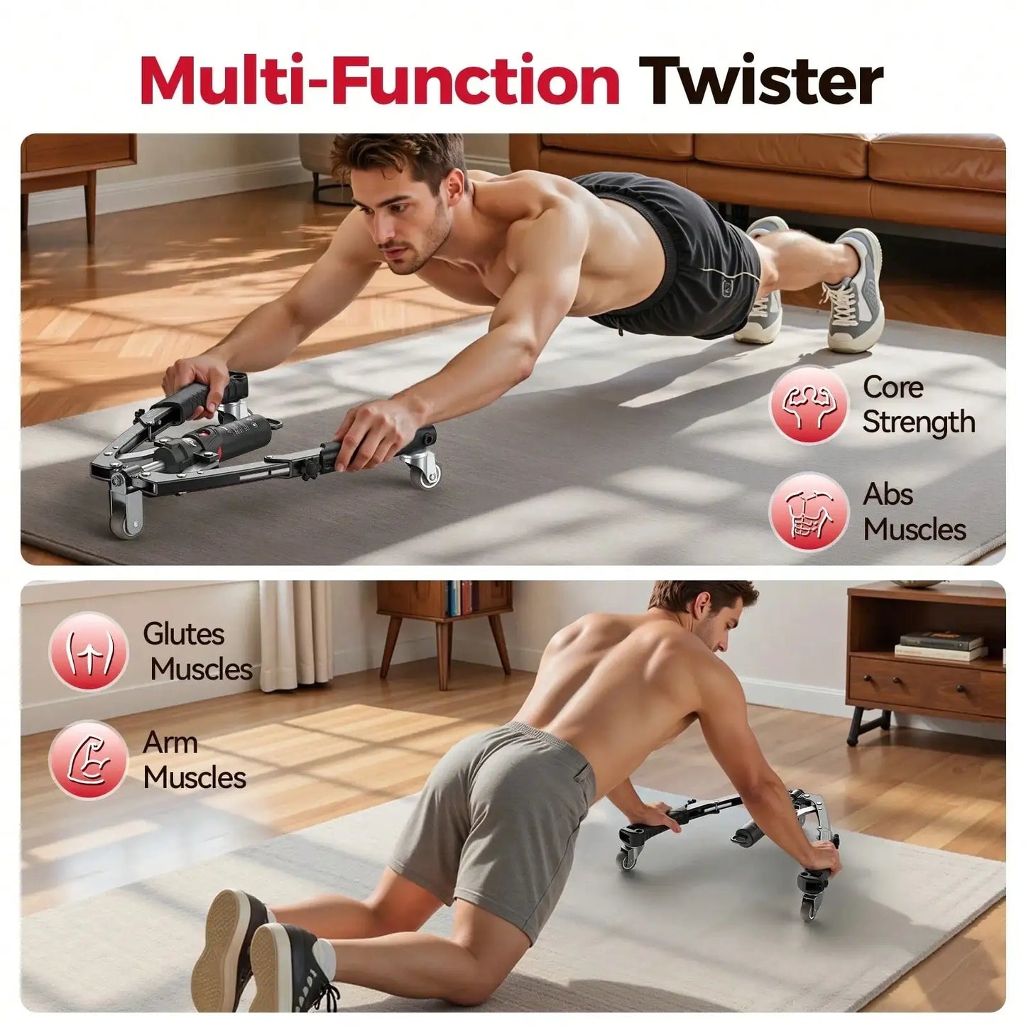2-IN-1 Arm Trainer With Ab Roller Wheel, Adjustable 22-440lbs Hydraulic Power Chest, Shoulders, Forearm, Triceps &Amp; Core Muscle Strengthener (Includes Backpack & Pad)