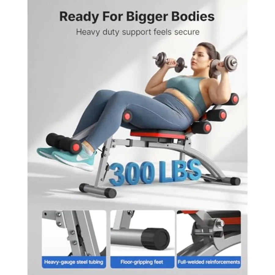 Home gym ab machine: steel frame black multi-functional adjustable sit-up bench for abdominal and full-body workouts