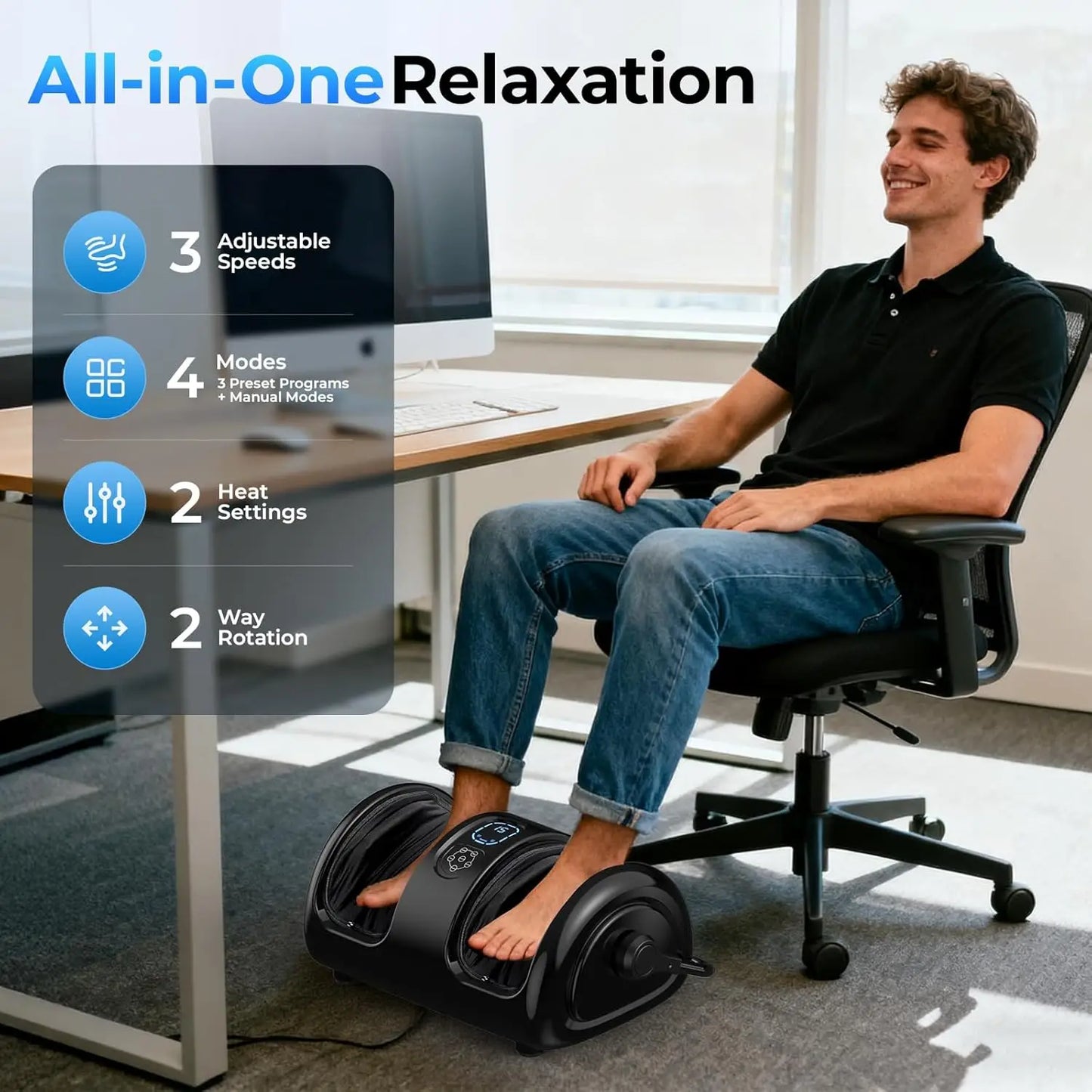Electric Foot Calf Massager Shiatsu Massage Tools 3 Levels Deep Tissue Washable Cover Hot Compress Vibrator Machine Foot Relax