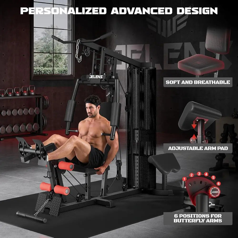 Home Gym, Multiunctional H11 Home Gym Equipment, Workout Station with 150LBS Weight Stack, Exercise Equipment with Pulley System
