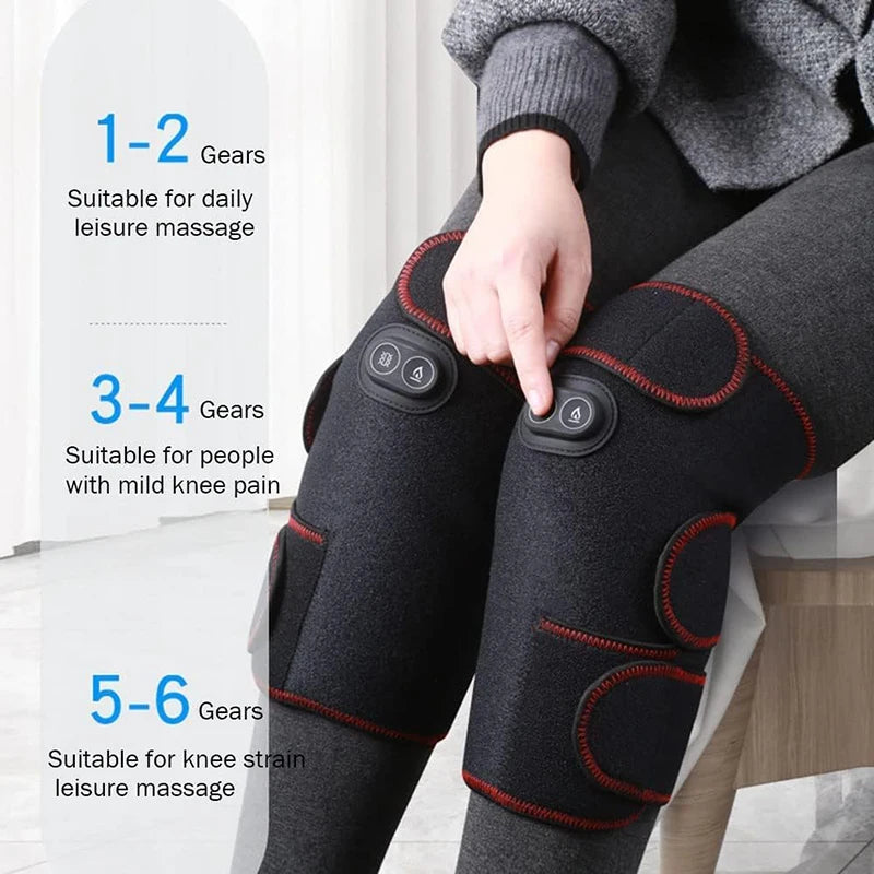 Electric Heated Vibration Knee Massage Pad 3 in 1 Massager for Shoulder Elbow Hot Compress Thermal Joint Brace Muscle Relaxation
