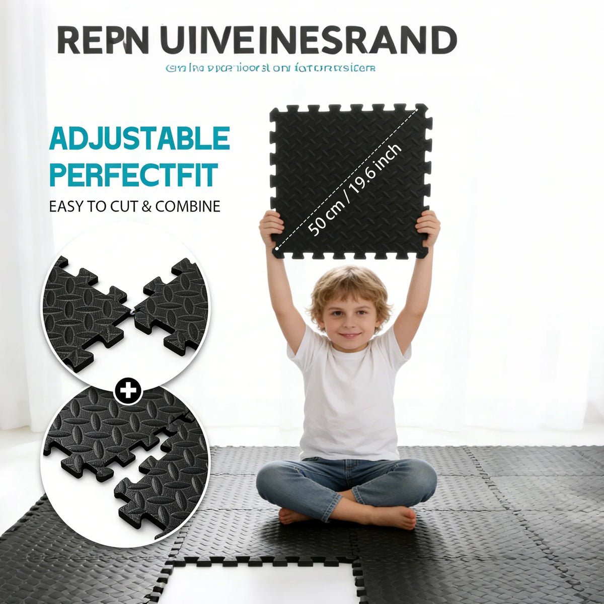 Interlocking Foam Floor Tiles for Home Gym, Mat for Home Workout Equipment, 20in X 20in-In-64sqft.