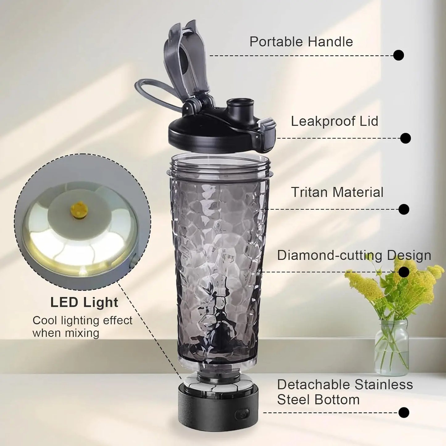 High-end Electric Mixing Cup Detachable Rechargeable Shaker Cup   BPA-free, Easy To Carry, and Suitable for Gyms and Travel.