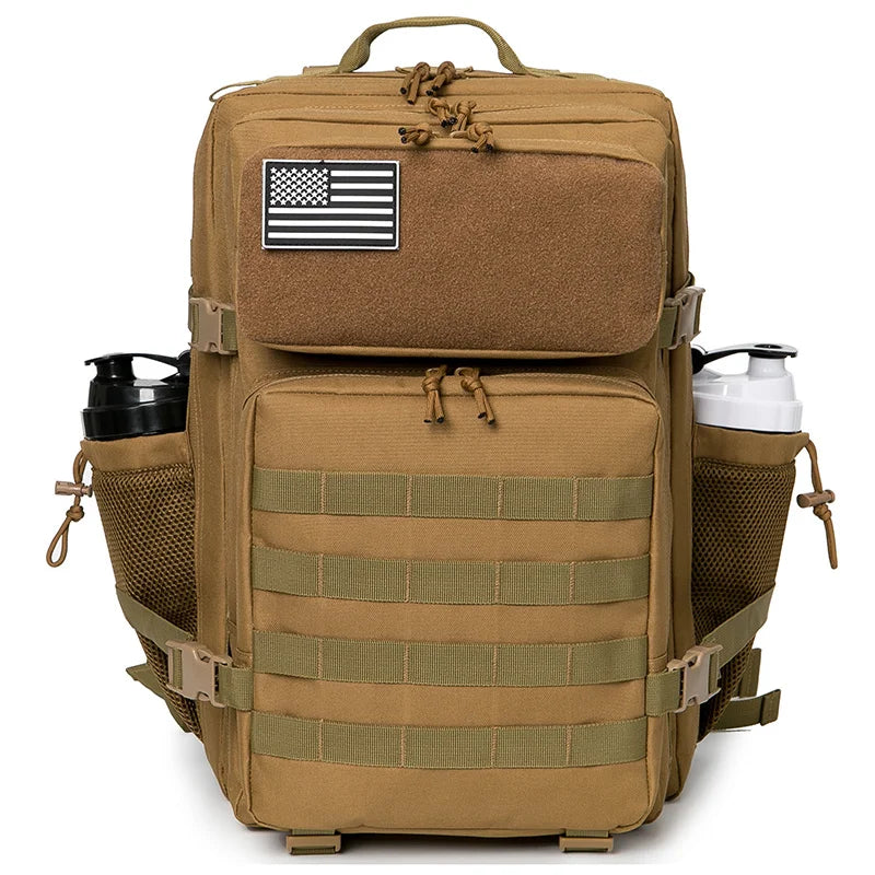 45L Tactical Backpack Survival Bag Hunting MOLLE Backpack GYM For Men EDC Outdoor Hiking Rucksack With Bottle Holder