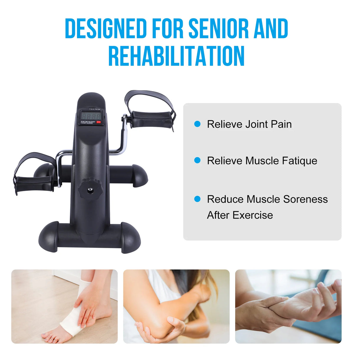 Mini Under Desk Pedal Exerciser Bike Multi-Function Motorized Digital With LCD Screen Display for Leg Arm and Knee for Elderly