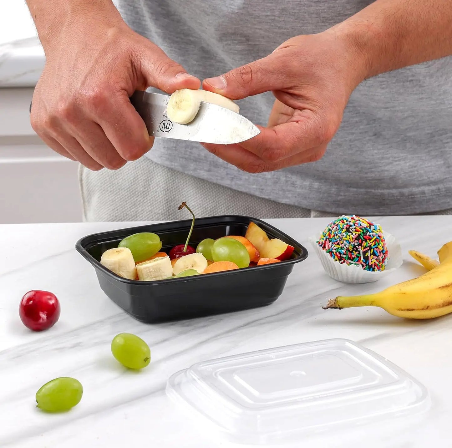 12 oz Meal Prep Containers with Lids, 50 Pack Reusable Microwaveable Dishwasher Freezer Safe Food Storage Boxes for Portion